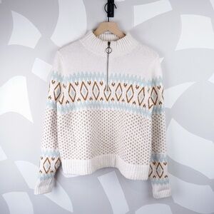 Pinque Cream Quarter Zip Sweater | M